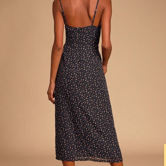 Black Floral Print Button-Front Midi Dress - Picture 4 of 4